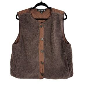 J. Crew Reversible Puffer Vest with PrimaLoft Chocolate Brown Sz Large